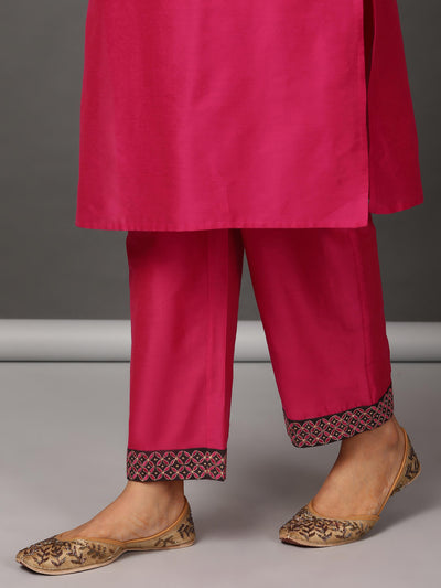Fuchsia Art Silk Kurta & Pants Set