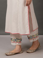 Off white & beige Kurta, Pant & Dupatta set