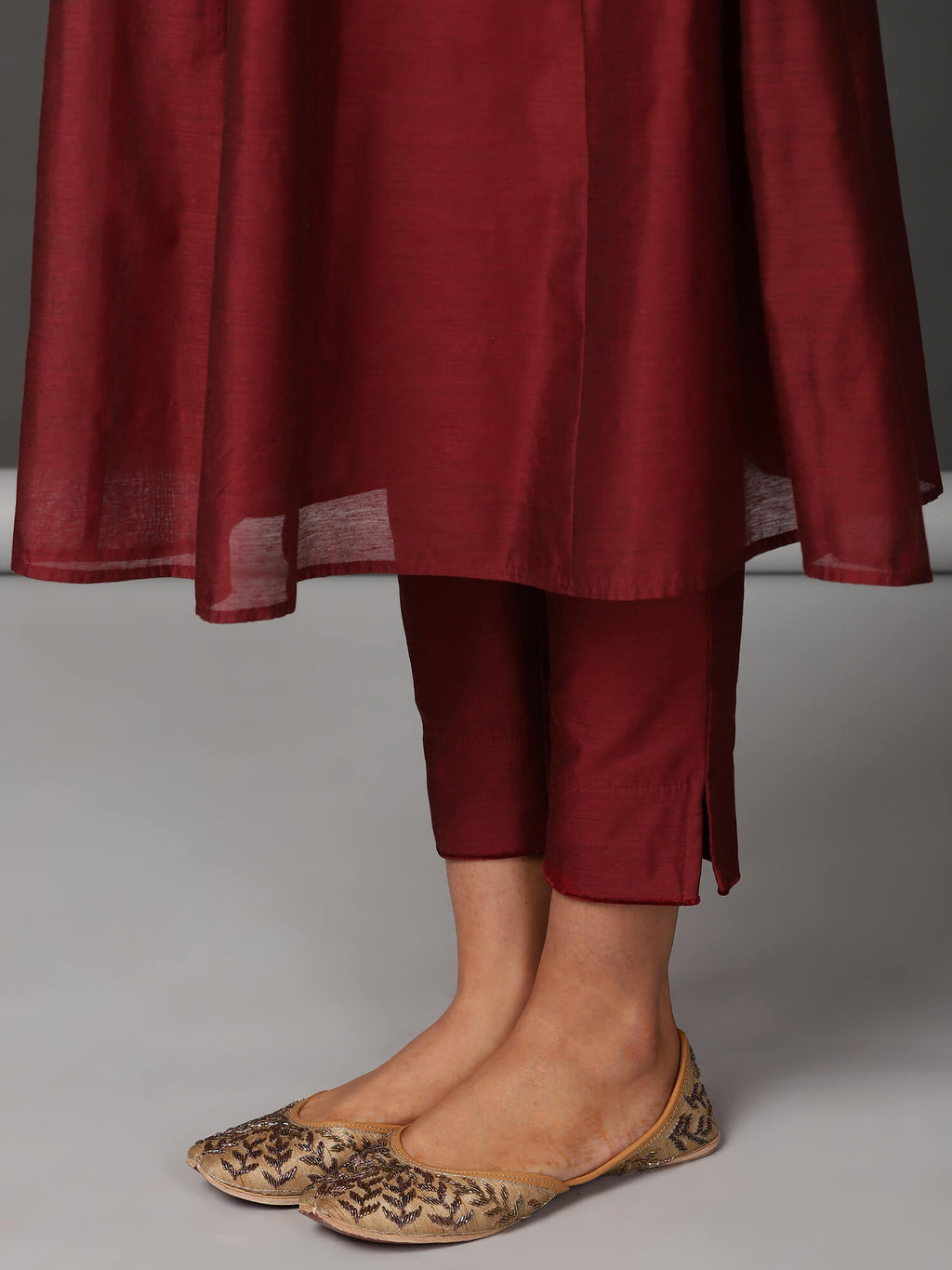 Maroon Chanderi Kurta & Pants Set