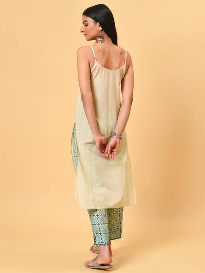 Printed Chanderi Kurta- Pant & Dupatta Set