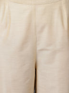 Off White Art Silk Kurta With Pant & Dupatta