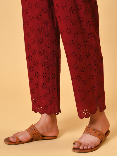 Shine with Wine cotton Schiffly kurta pant and dupatta