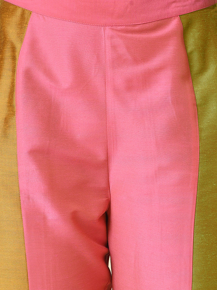 Carefree and colourful printed kurta with colour block pant