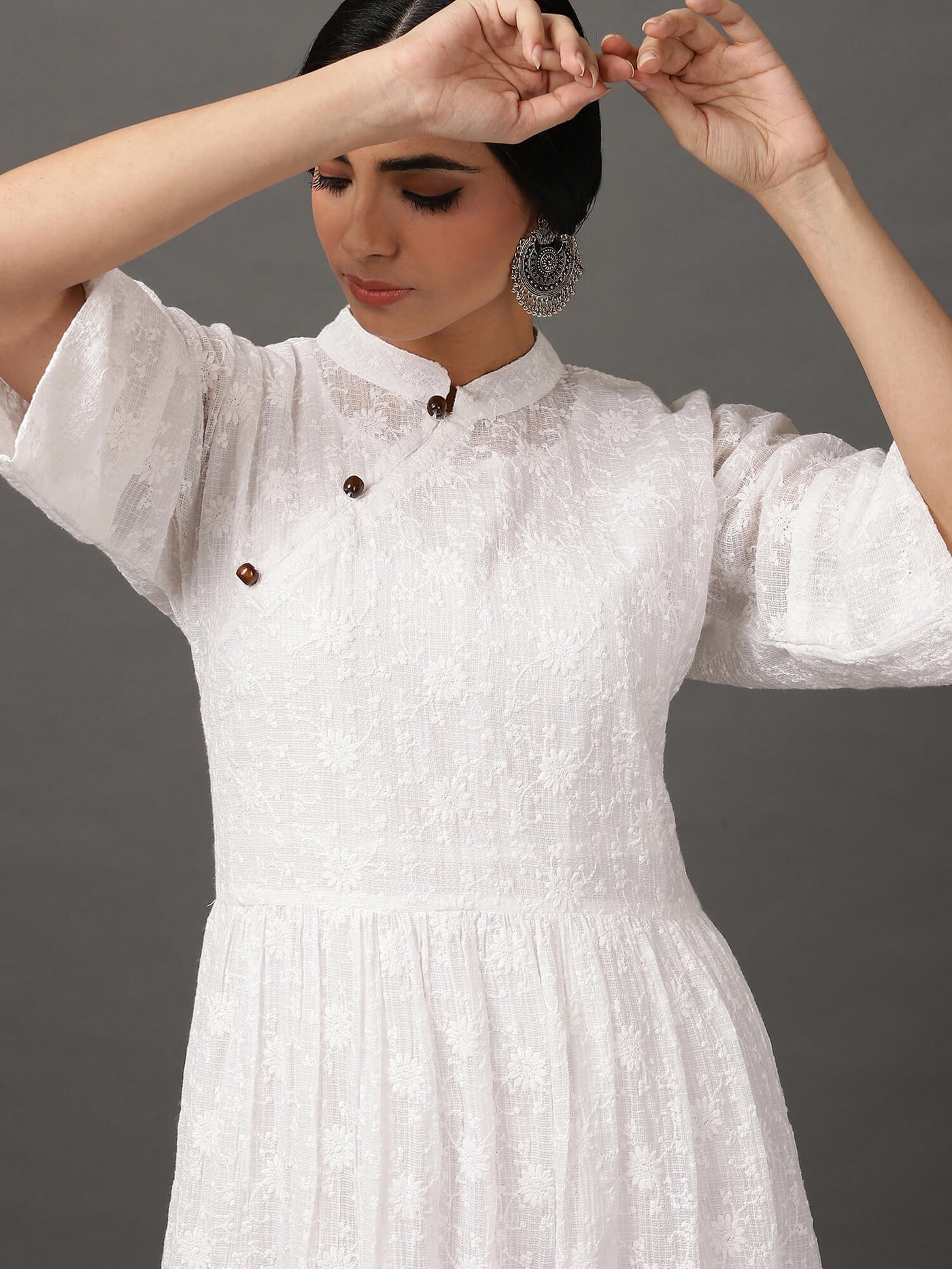 White Kota Schiffly Comfort Dress