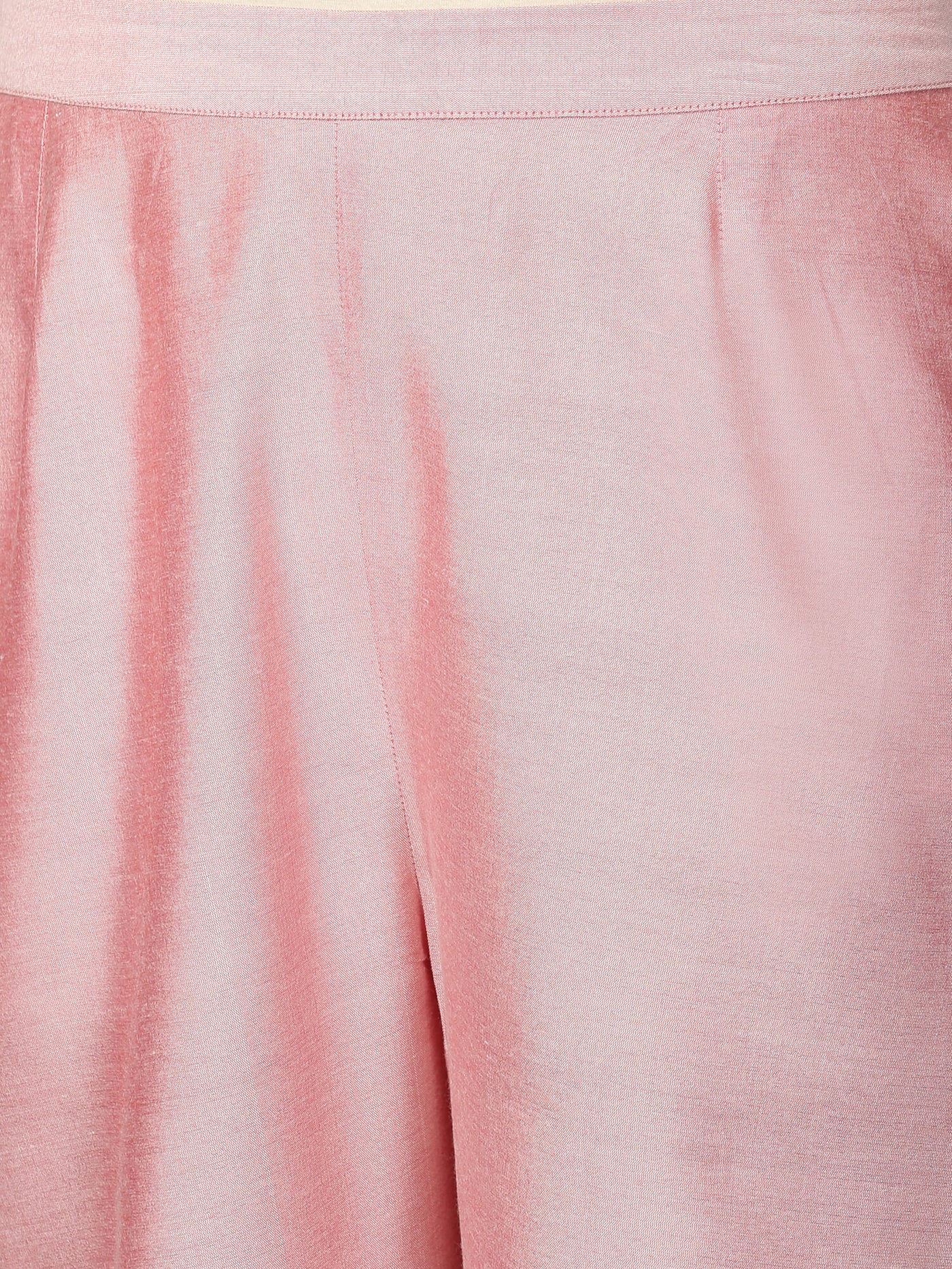 Pink Art Silk Kurta & Pants Set