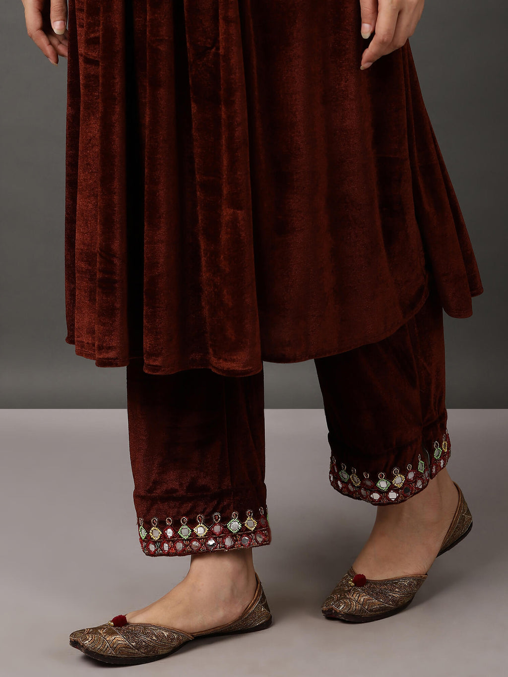 Toasted Velvet Embroidered Kurta & Pant Set