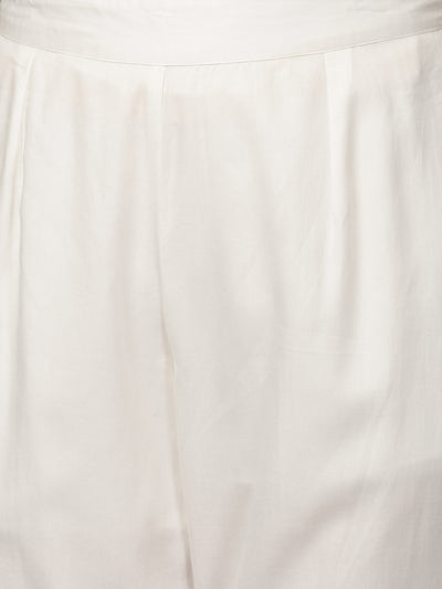 Teal Kurta, White Pants & Leheriya Dupatta Set