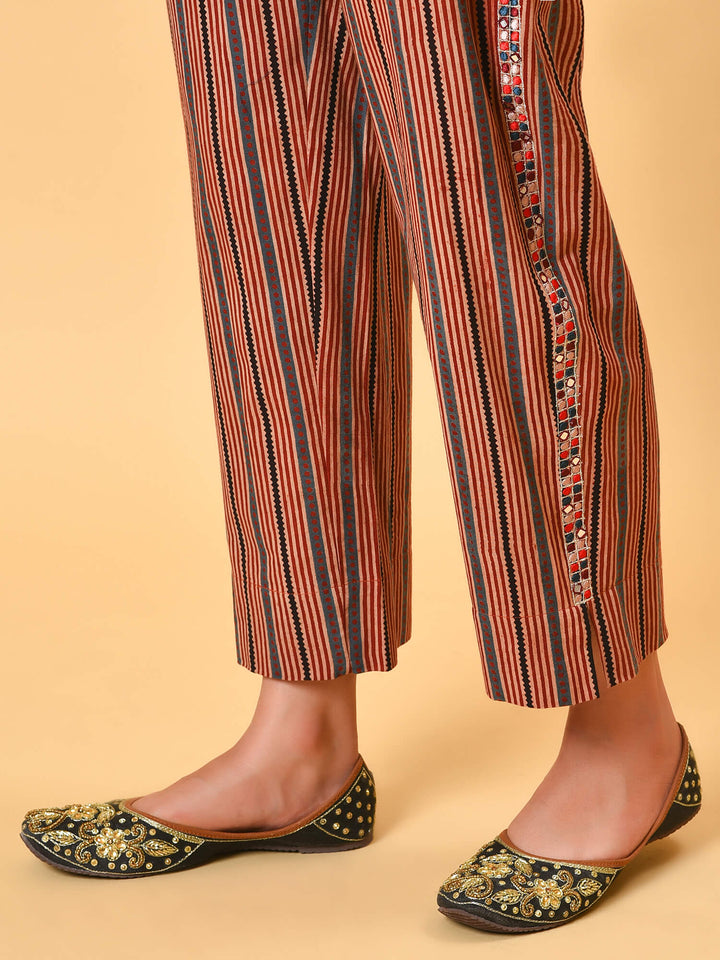 Indian apple cinnamon summer in a maroon ikat kurta pant and dupatta