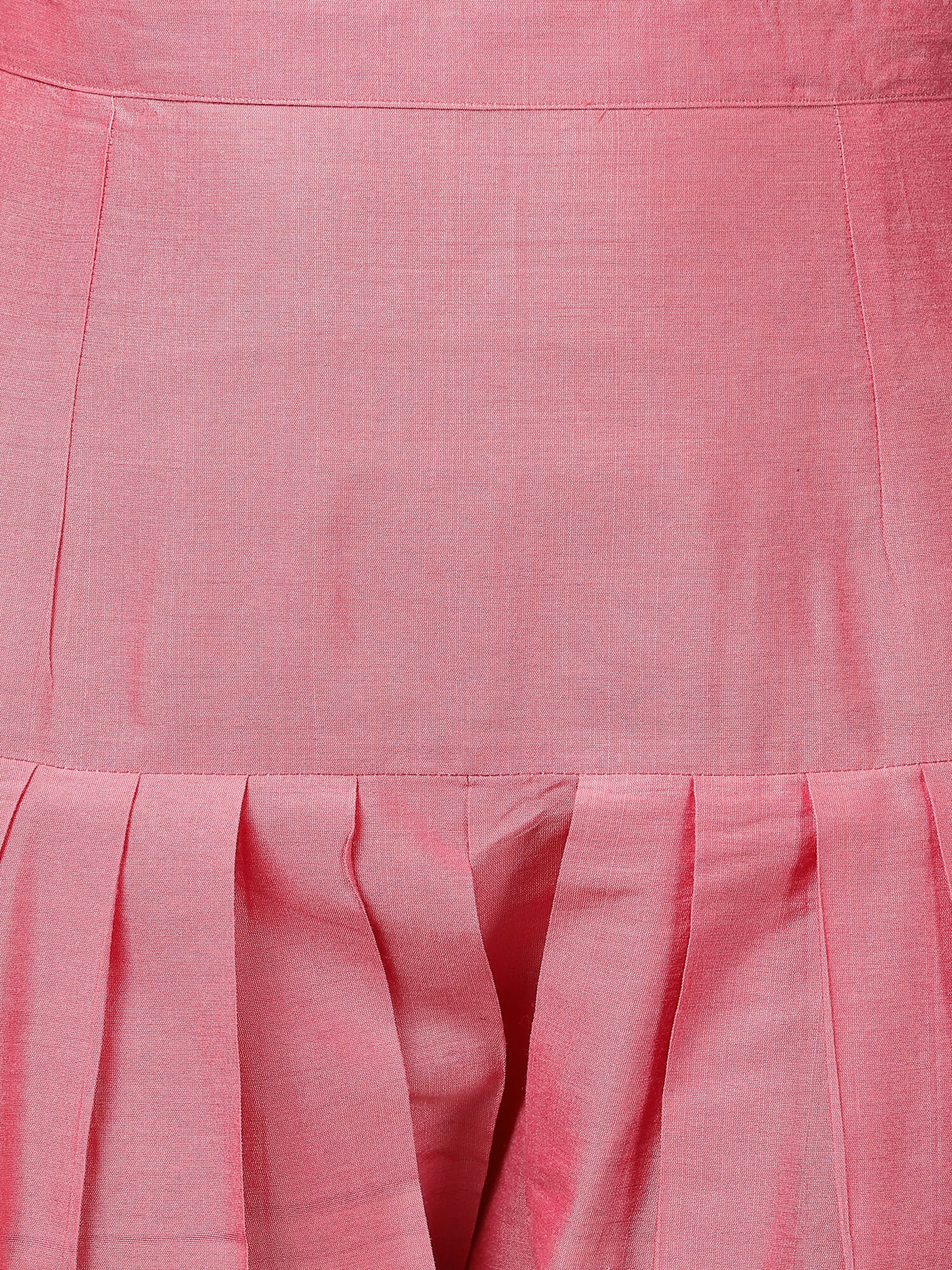 Light Pink Art Silk Short Kurta With Salwar & Dupatta