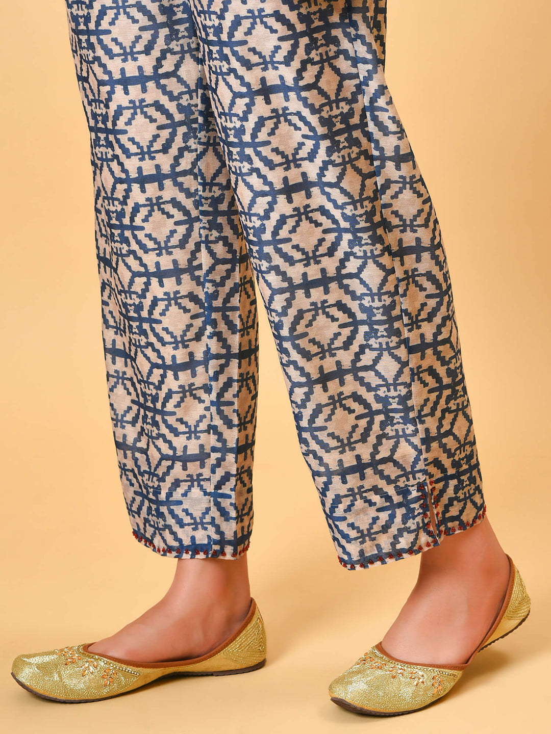 True and not so blue in the chanderi kurta pant and dupatta