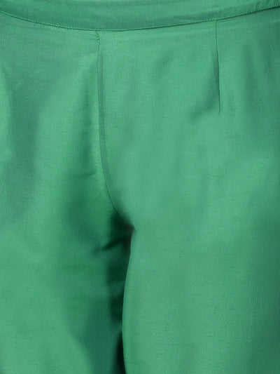 Green Art Silk Kurta, Pants & Dupatta Set