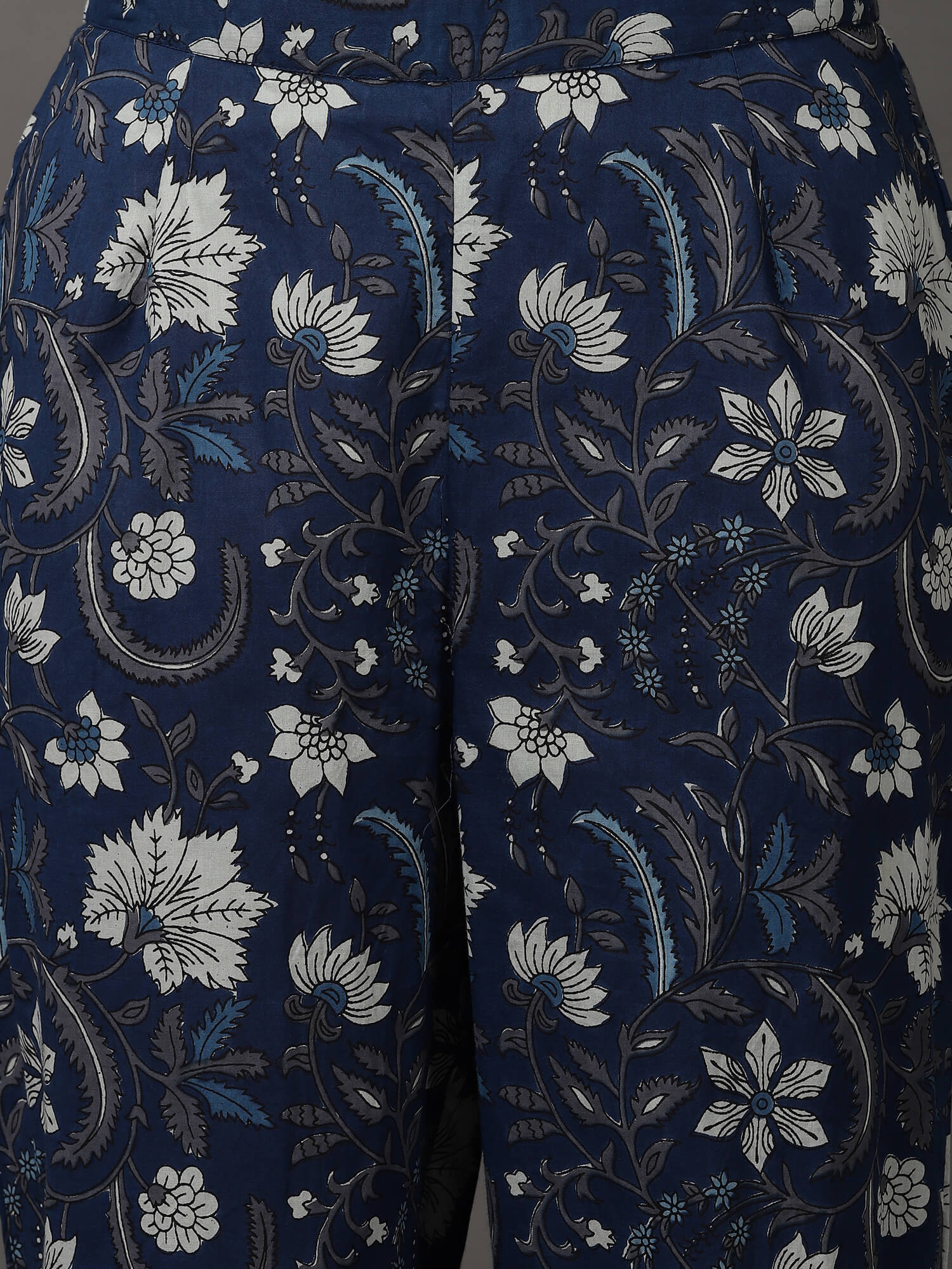 Midnight Blue Kalidaar Kurta, Printed Pant & Dupatta Set