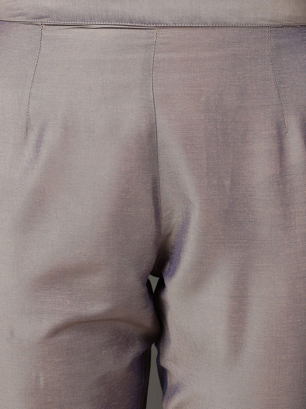 Grey PST Straight Kurta & Pant With Dupatta
