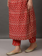 Ikat A-Line Kurta Set with Pant, Dupatta & Camisole
