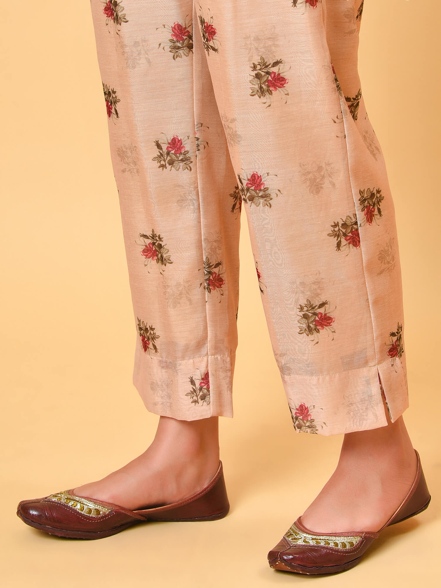 Printed Chanderi Kurta Pant Set