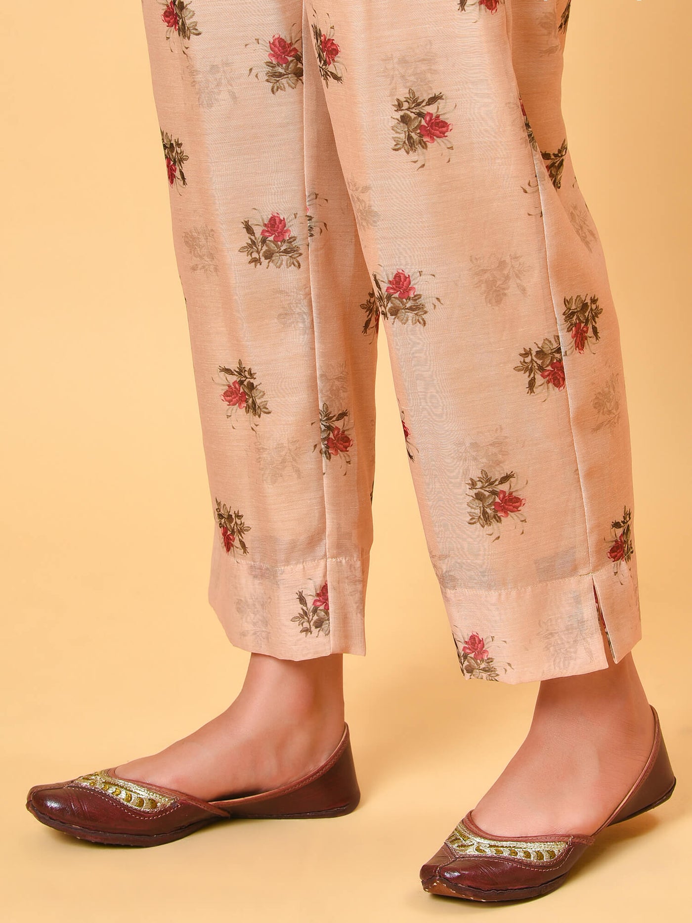 A Rose printed Ecru Kurta, Pant and Dupatta set