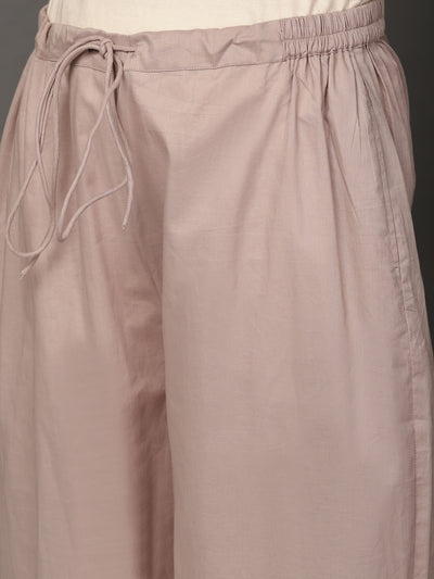 Grey Cotton Kurta, Pants & Dupatta Set