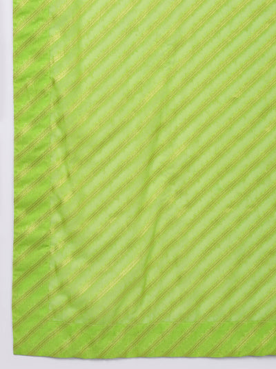 Lime Green Art Silk Kurta, Pants & Dupatta Set