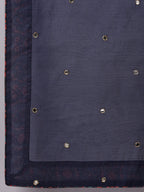 Off White Art Silk Kurta With Pant & Dupatta