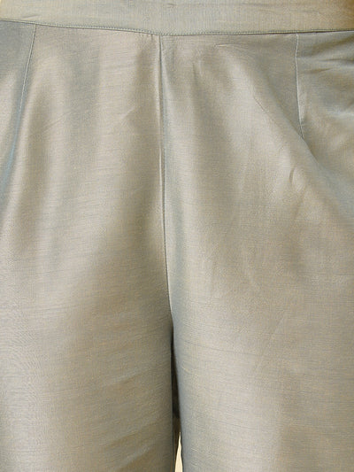 Lint Green Kurta- Pant & Dupatta Set