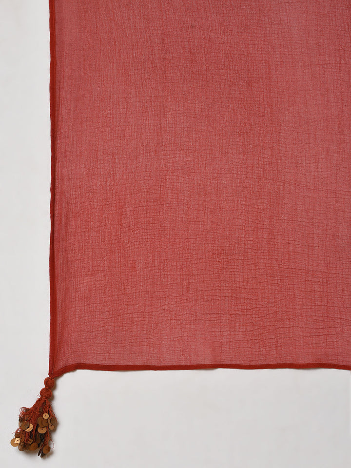 Indian apple cinnamon summer in a maroon ikat kurta pant and dupatta