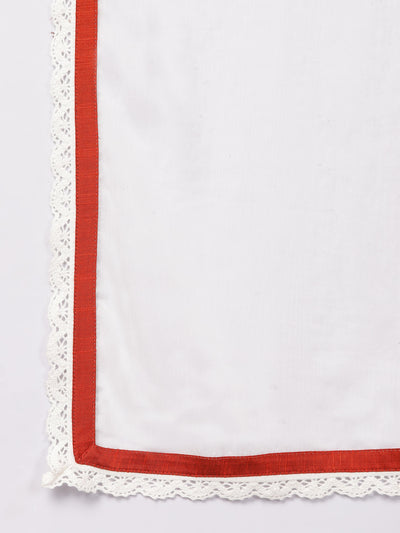 White Cotton Kurta, Pants & Dupatta Set