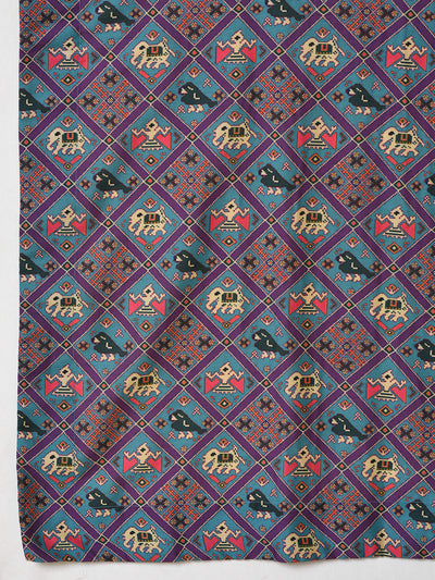 Blue Kurta- Pant with Patola Print Dupatta