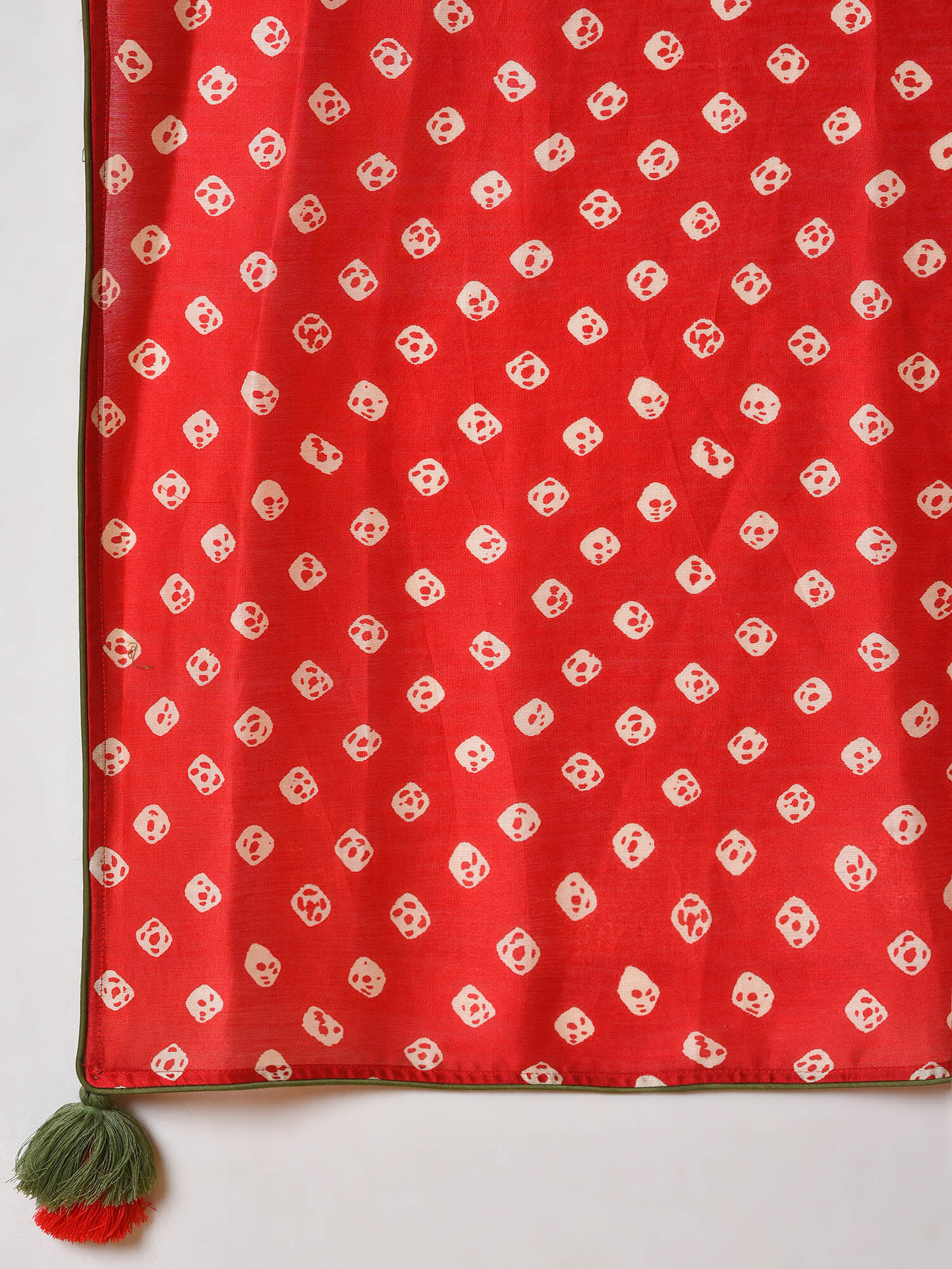 Poppy red and white chanderi kurta pant and dupatta