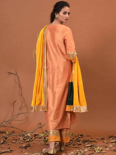 Winter wheat Kurta, Pant with a Velvet Shawl