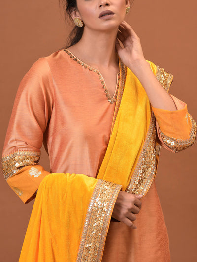 Winter wheat Kurta, Pant with a Velvet Shawl