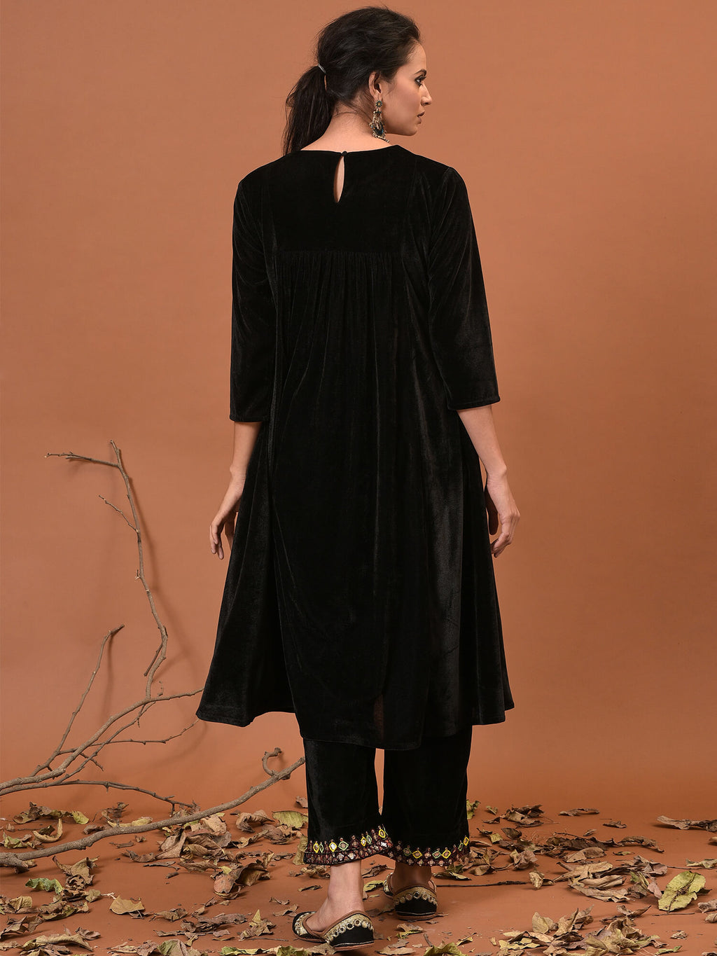 Toasted Velvet Embroidered Kurta & Pant Set