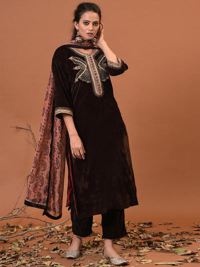 Toasted Coffee Kurta, Pant & Dupatta