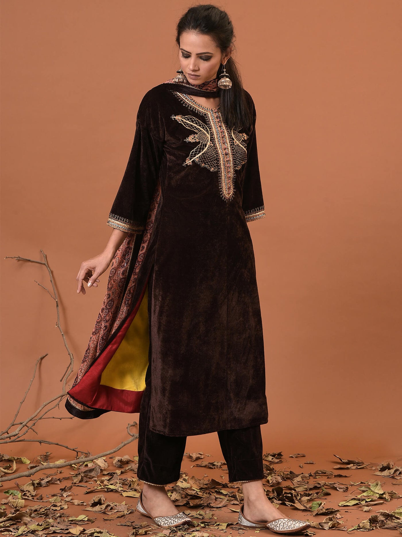 Toasted Coffee Kurta, Pant & Dupatta