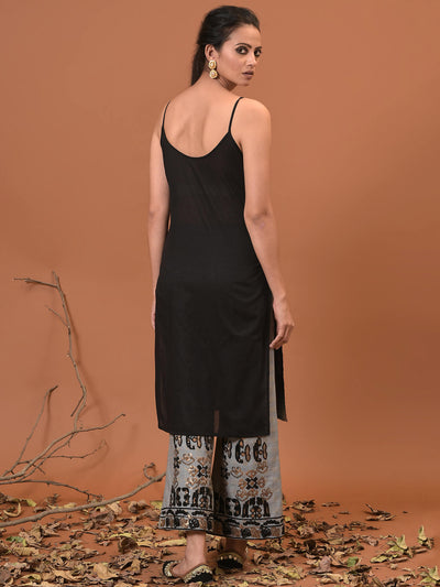 Black and Grey Ebb & Flow Kurta- Pant