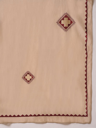 Pure Tussar Embroidered Kurta, Pant & Dupatta