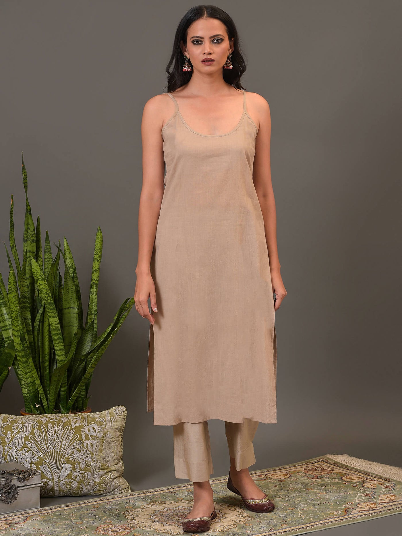 Pure Tussar Embroidered Kurta, Pant & Dupatta
