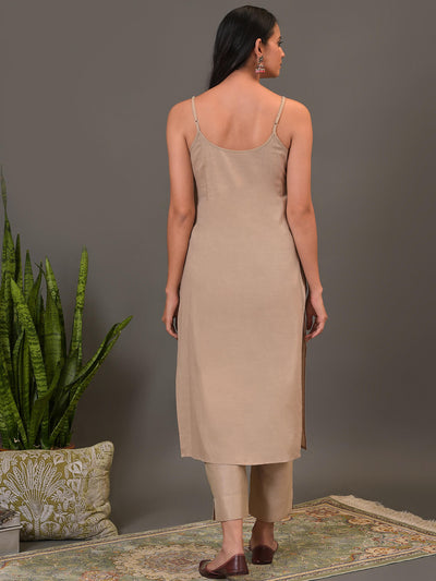Pure Tussar Embroidered Kurta, Pant & Dupatta