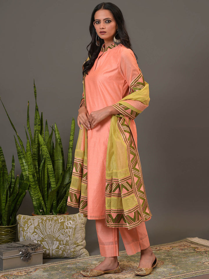 Coral Shell Kurta, Pant & Dupatta