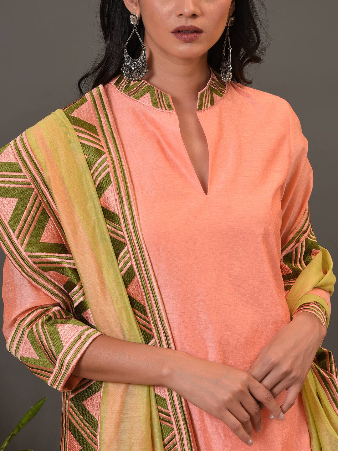 Coral Shell Kurta, Pant & Dupatta