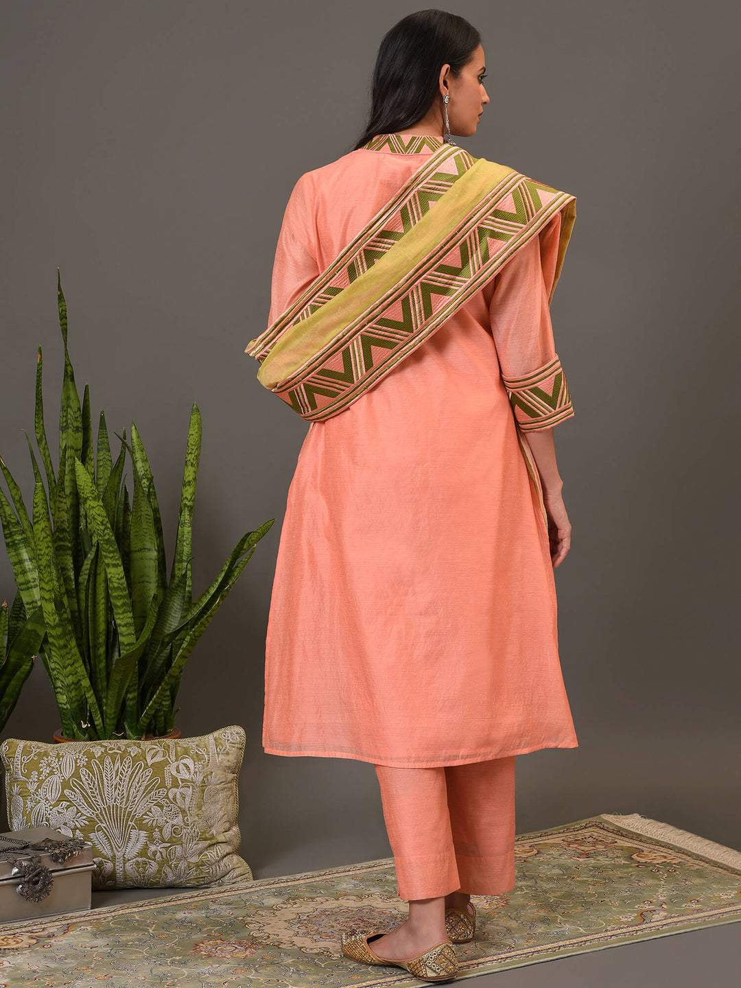 Coral Shell Kurta, Pant & Dupatta