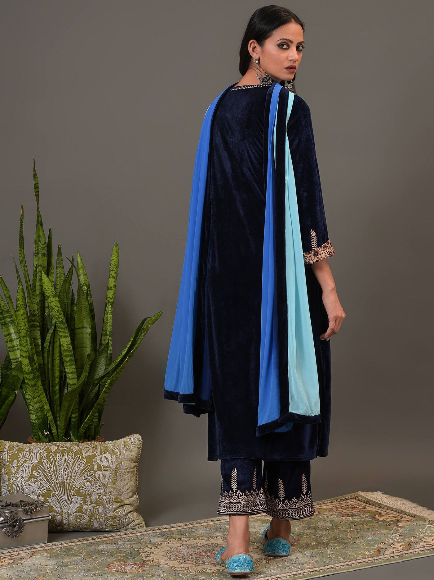 True Navy Kurta, Pant & Dupatta